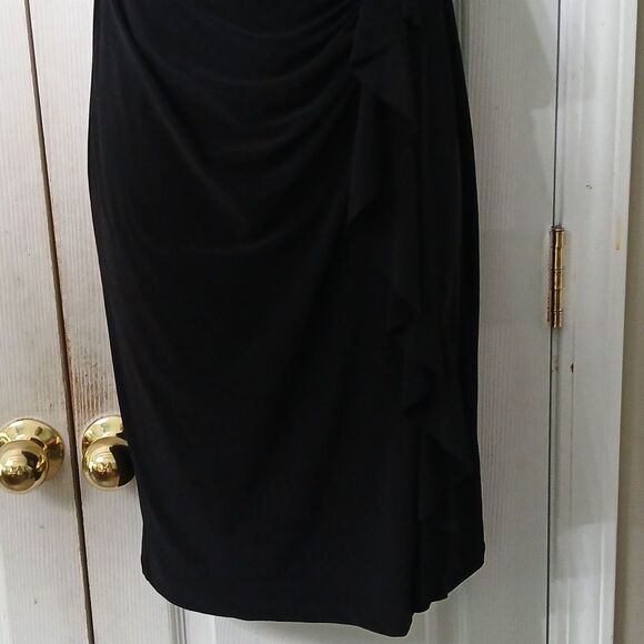 Evan Picone faux wrap black dress Sz 4 NWOT - Picture 2 of 8